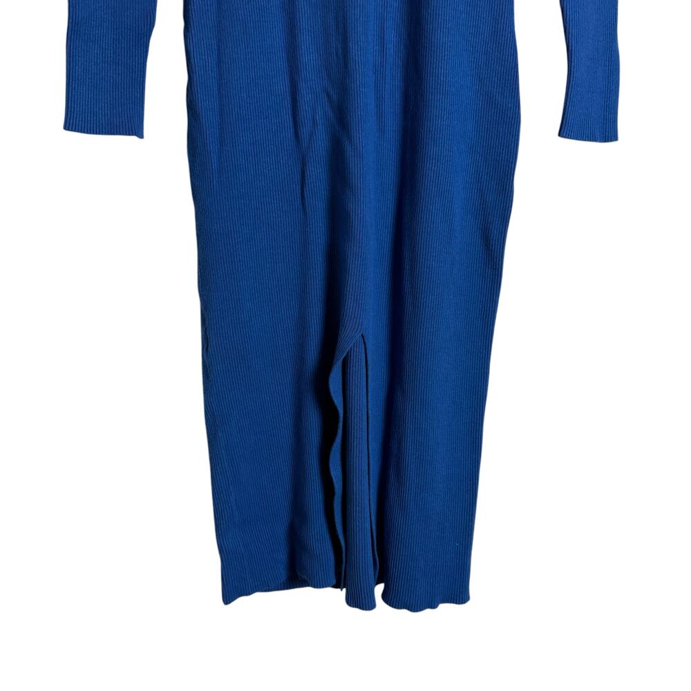 Great Jones Cobalt Blue Ribbed Knit Long Sleeve Sweater Midi Dress Size Large - Picture 12 of 12